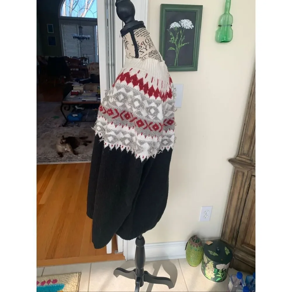 J JILL Black Fair isle Sweater